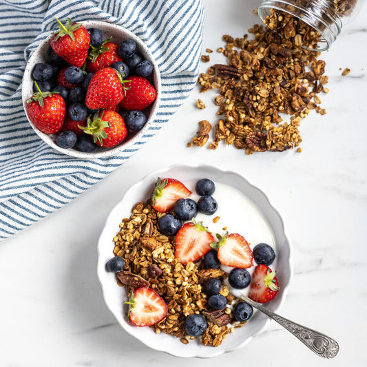 Granola bowl with yogurt and fresh berries