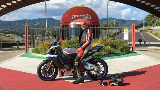 Adam a Mind Lab Pro customer pictured in his motorcycle gear on his bike