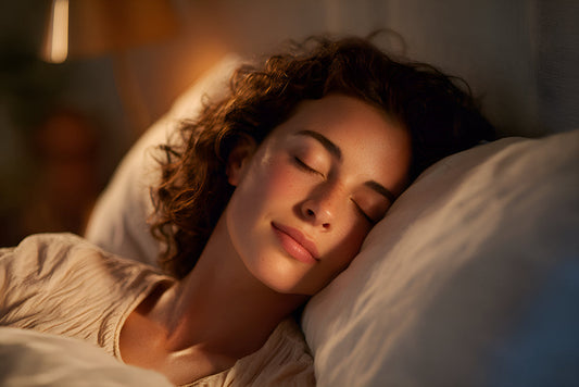 The connection between vitamin D, sleep and a restful night. A woman sleeps peacefully in bed