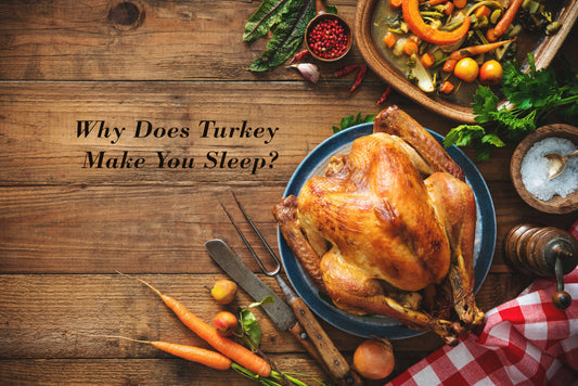 Why does turkey make you sleep? A turkey, vegetables, spices and a cloth on a table